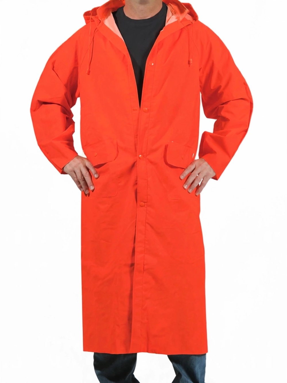 Galeton 7970 Repel Rainwear 48" PVC Raincoat Orange XL New Waterproof Long Coat